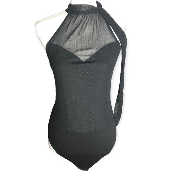 Forever 21 Plus Sweetheart High Neck Swish Dot Mesh Bodysuit - Picture 1 of 5